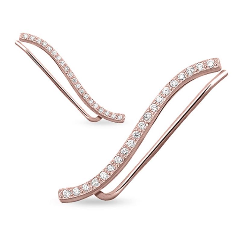 Cercei ear cuffs argint placat cu aur roz si pietre DiAmanti Z1483E_RG-DIA (Argint 925‰ 1,3 g.)